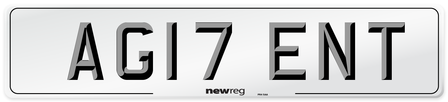 AG17 ENT Number Plate from New Reg